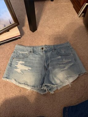 American Eagle Outfitters Light Wash Distressed Denim Shorts